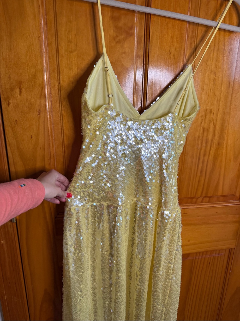 Show Me Your MuMu Gwen Maxi Dress Yellow Shimmery Sequins Mermaid NEW - Picture 11 of 11